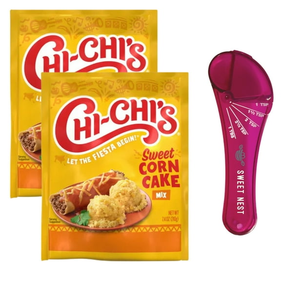 Chi Chi's Sweet Corn Cake Mix (Pack of 2) with Sweet Nest Adjustable Measuring Spoon