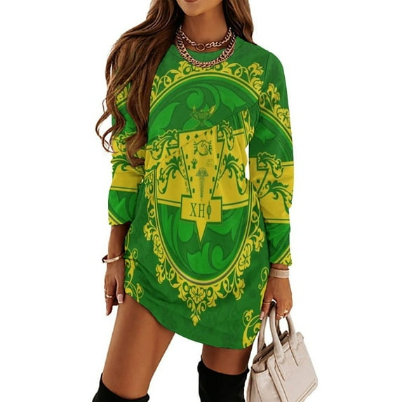 Chi Eta Phi Sorority Pattern Loose Dress Evening Dress Summer Dresses for Women Luxury Dress Long Sleeved Dress