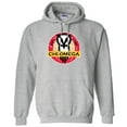 thumbnail image 1 of Chi Omega Hooded Sweatshirt Distressed Chevron Strip Circle Design White & Sport Grey, 1 of 1