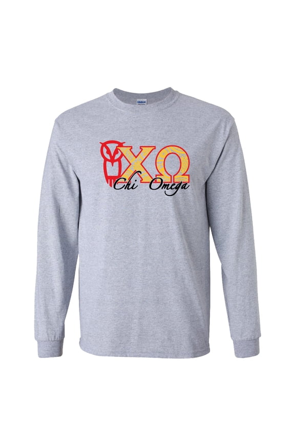 Long Sleeve T-shirt Paisley Greek Letters Design – Sports Gray