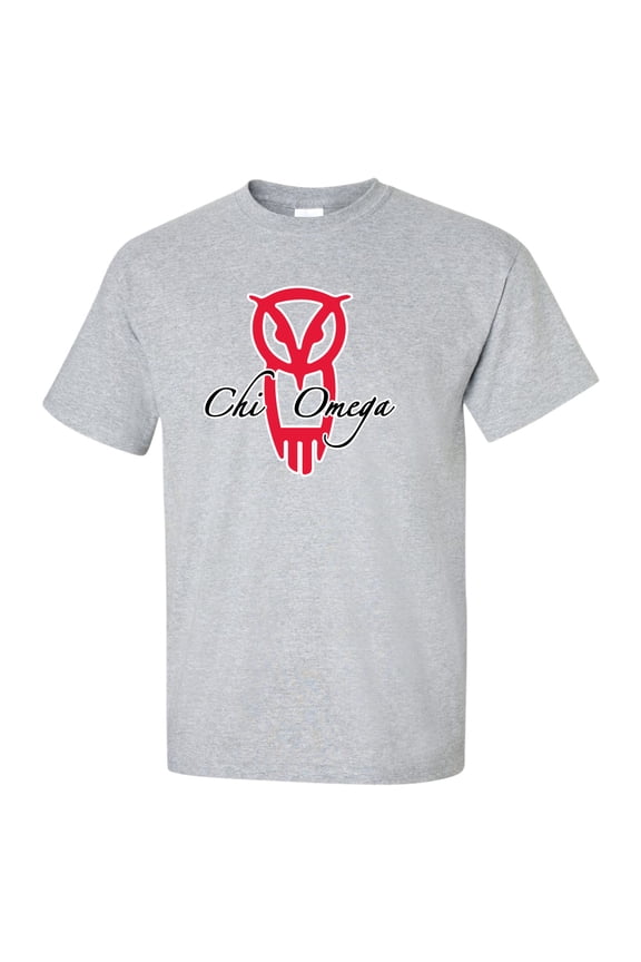 - Owl and Chi Omega - Standard T-Shirt – Sports Gray