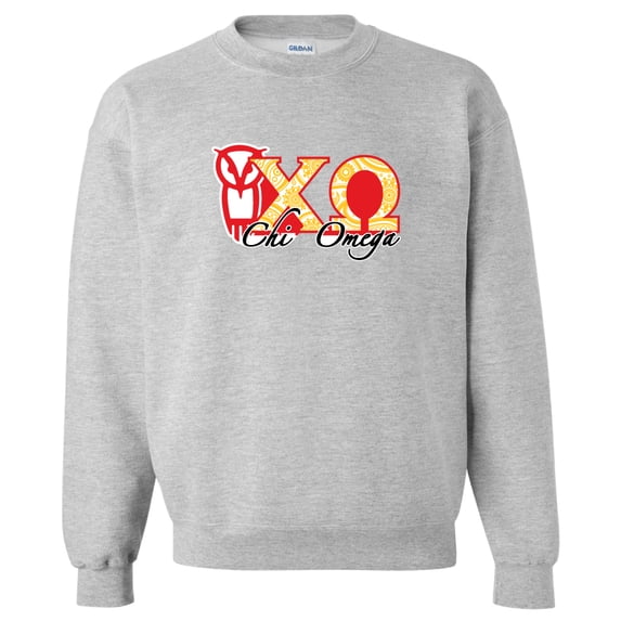 Chi Omega Sport Gray Crewneck Sweatshirt Greek Letter Design