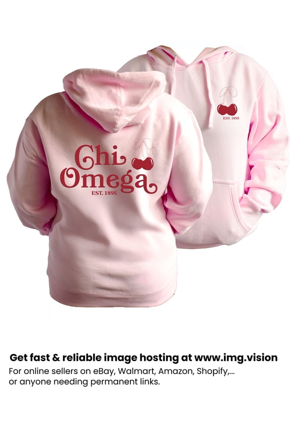 Chi Omega Sweatshirt, Hooded Sweatshirt with Cherries Design, Size Medium
