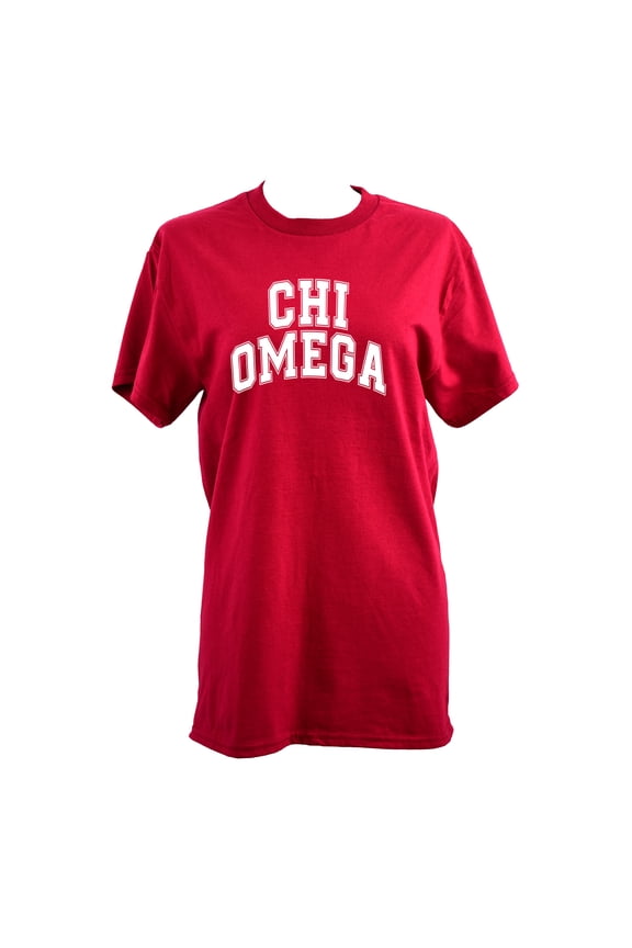 Chi Omega T-Shirt - Varsity Letter Sorority Tee, 100% Cottont, Size Medium
