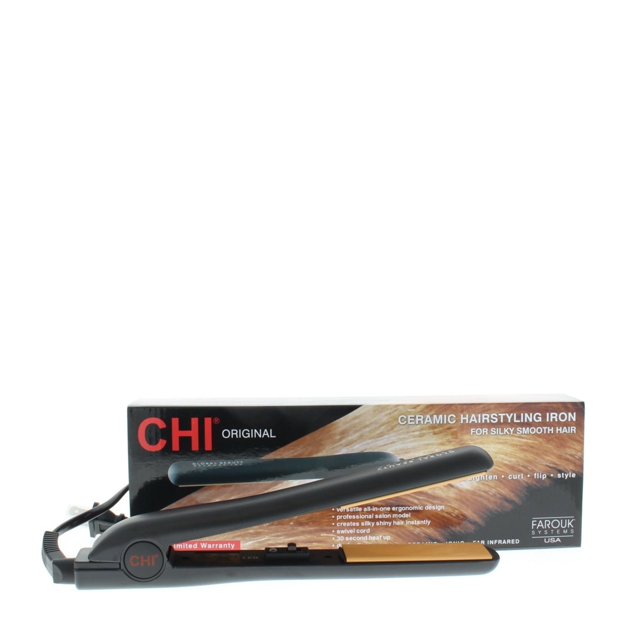 Chi Original Ceramic Hairstyling 1 Iron, Black - image 1 of 2