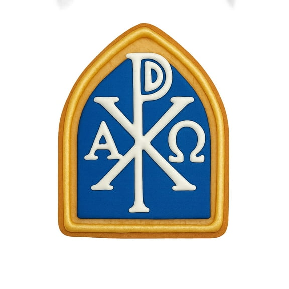 Chi-Rho Alpha Omega Cookie Cutter Style 2 - 4x3" Religious Baking Design