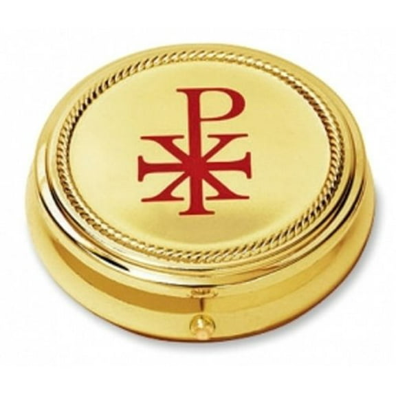 Chi Rho Hospital Pyx with Gold Toned Finish, 3 1/8 Inch, Pack of 2
