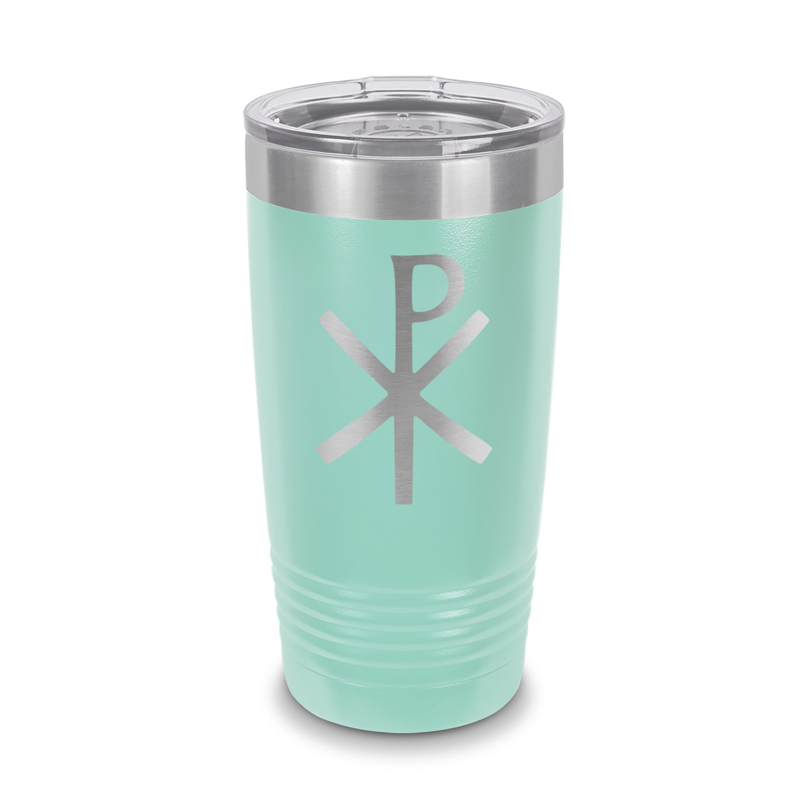 Chi Rho Laberum Symbol Tumbler 20 oz Laser Engraved w/ Clear Lid