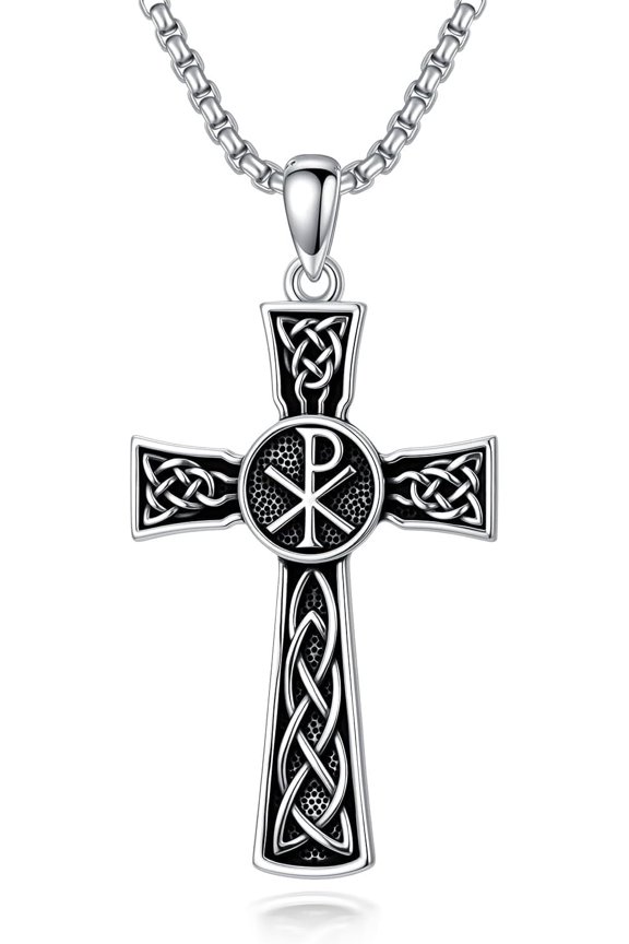 Chi Rho Necklace 925 Sterling Silver Chi Rho Alpha Omega PX XP Symbol Pendant Religious Jesus Christian Jewelry for Men