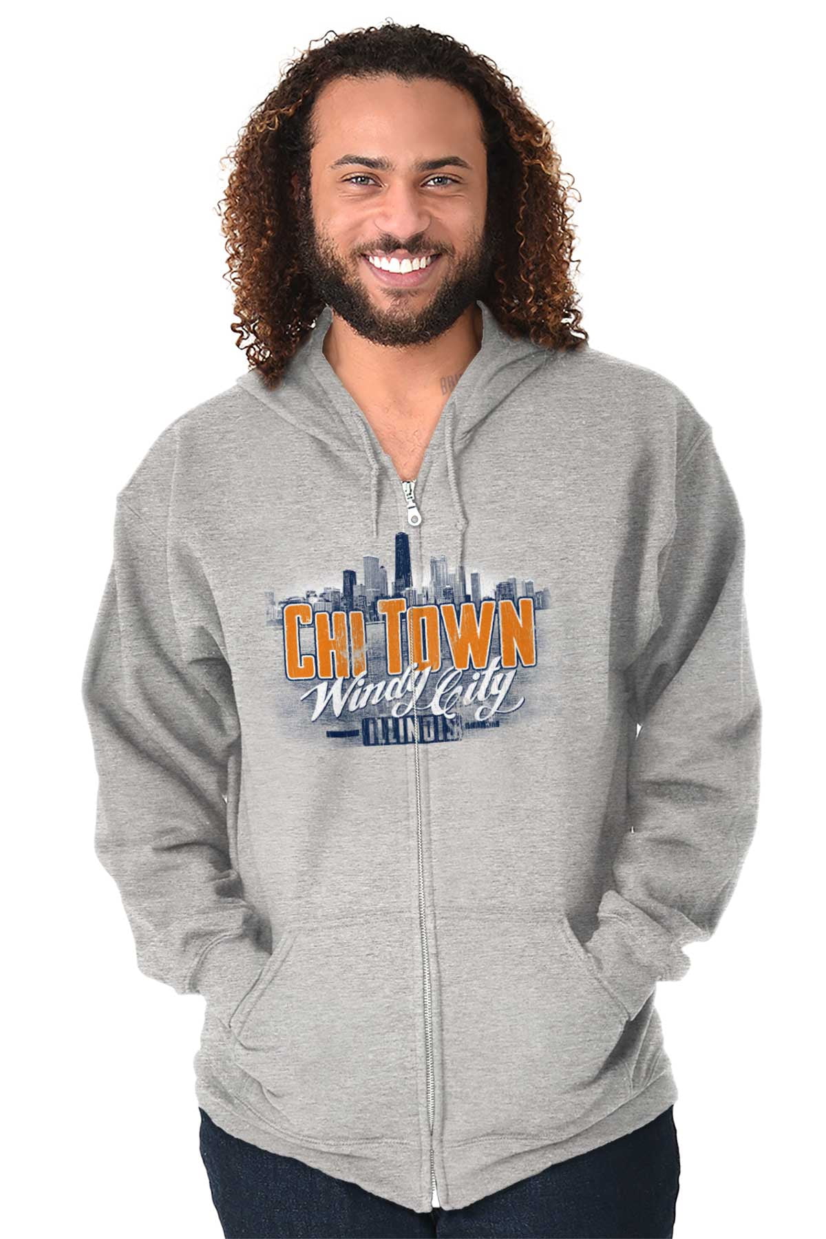 Chi Town Chicago Windy City Pride IL Zip Up Hoodie Men