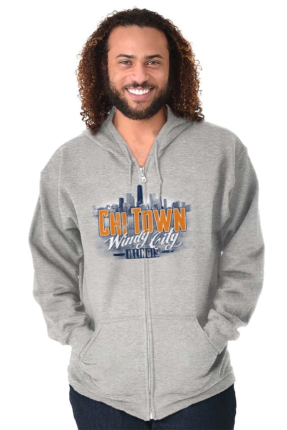 Chi Town Chicago Windy City Pride IL Zip Up Hoodie Men's Women's Brisco Brands X