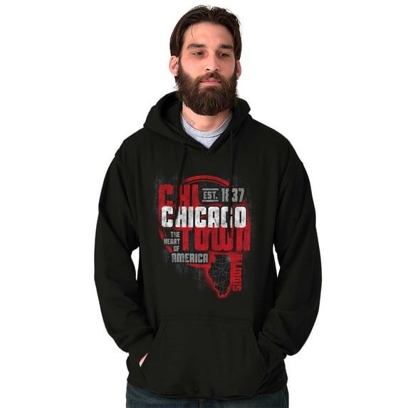 Chi Town Heart Of America Chicago Unisex Plus Fleece Graphic Hoodie Brisco Brands 2X