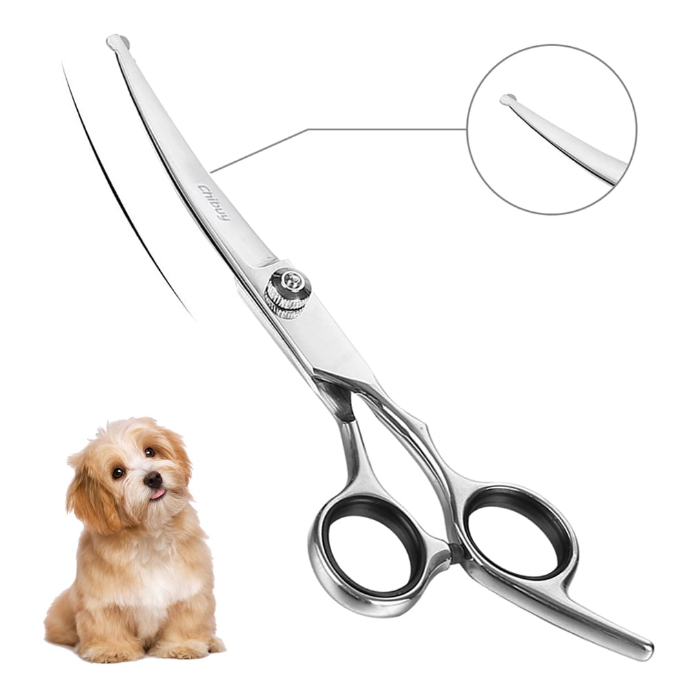 Chi-buy Curved dog grooming scissors with Round Tips, Pet Curved Shear for Dogs and Cats, 4CR Stainless Steel pets Bending scissors, Professional Pet Grooming Tools for Home