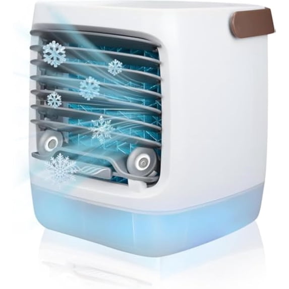 ChiIIweII 2.0 Portable Air Conditioners, ChiIIweII Portable Air Cooler, Mini Swamp Coolers with Humidifier with 3 Speed & 7 LED Light for Bedroom Home Room (White)
