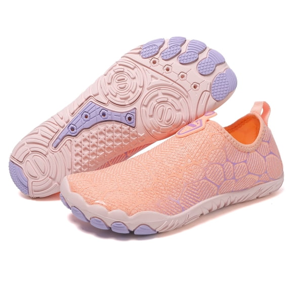 ChiVerve Hiking Barefoot Shoes for Women Men Breathable & Non-Slip Athletic Footwear Wide Toe Water Shoes, Designed for Walking & Running & Swimming | Pink, 4 Men