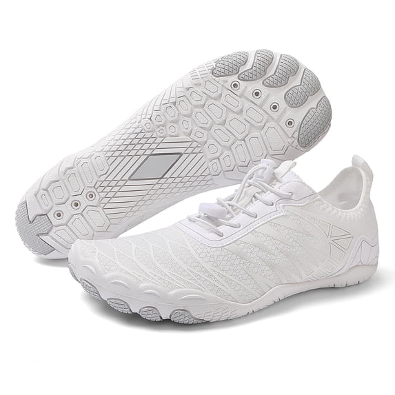 ChiVerve Hiking Barefoot Shoes for Women Men Breathable & Non-Slip Athletic Footwear Wide Toe Water Shoes, Designed for Walking & Running & Swimming | White, 3 Men