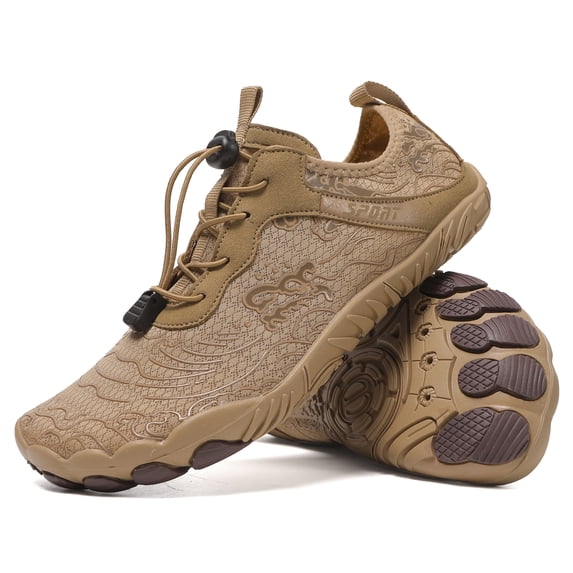 ChiVerve Barefoot Water Shoes for Women Men, Breathable Non-Slip Wide Toe | (801) Khaki, 7 Men