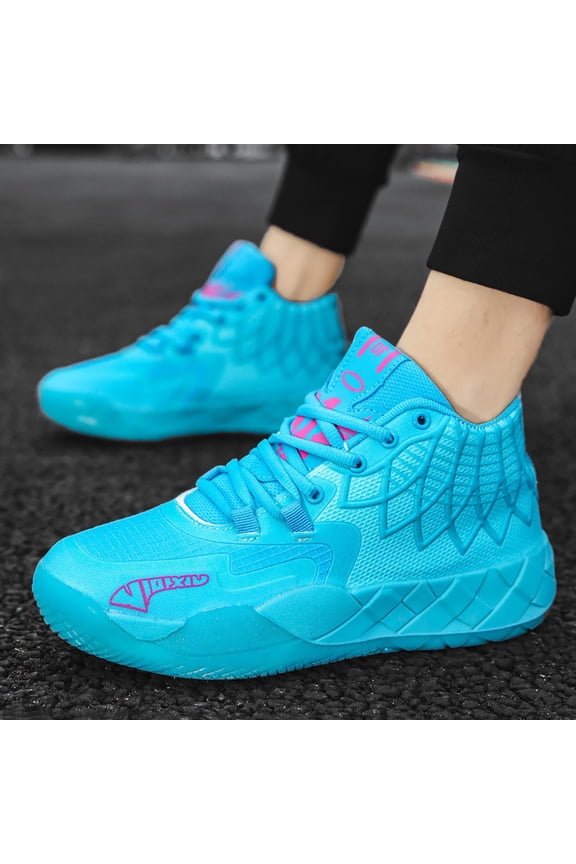 Men's Knitted Mesh Breathable Mid-Top Basketball Shoes with Round Toe, Non-Slip and Lightweight Lace-Up Casual Sports Shoes Suitable for Walking, Running and Daily Travel