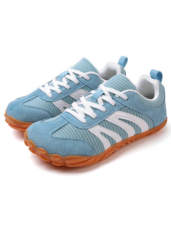 Wide Toe Box Barefoot Shoes for Men Women Retro German Trainer Walking Sneakers | Blue, 8 Men
