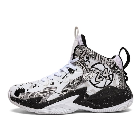 ChiVerve Youth Basketball Shoes - Breathable Athletic Sneakers for Boys Girls Teens | White Black, 10 Men