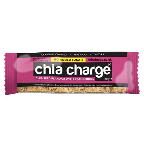Chia Charge Cranberries Chia Seed Flapjack - no added sugar 80g, British Import (Pack of 3)