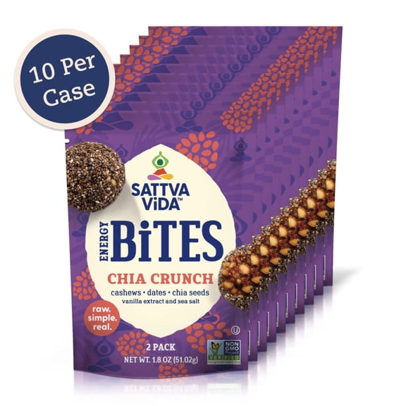 Chia Crunch Energy Bites by SATTVA ViDA 2pack (10 per case)