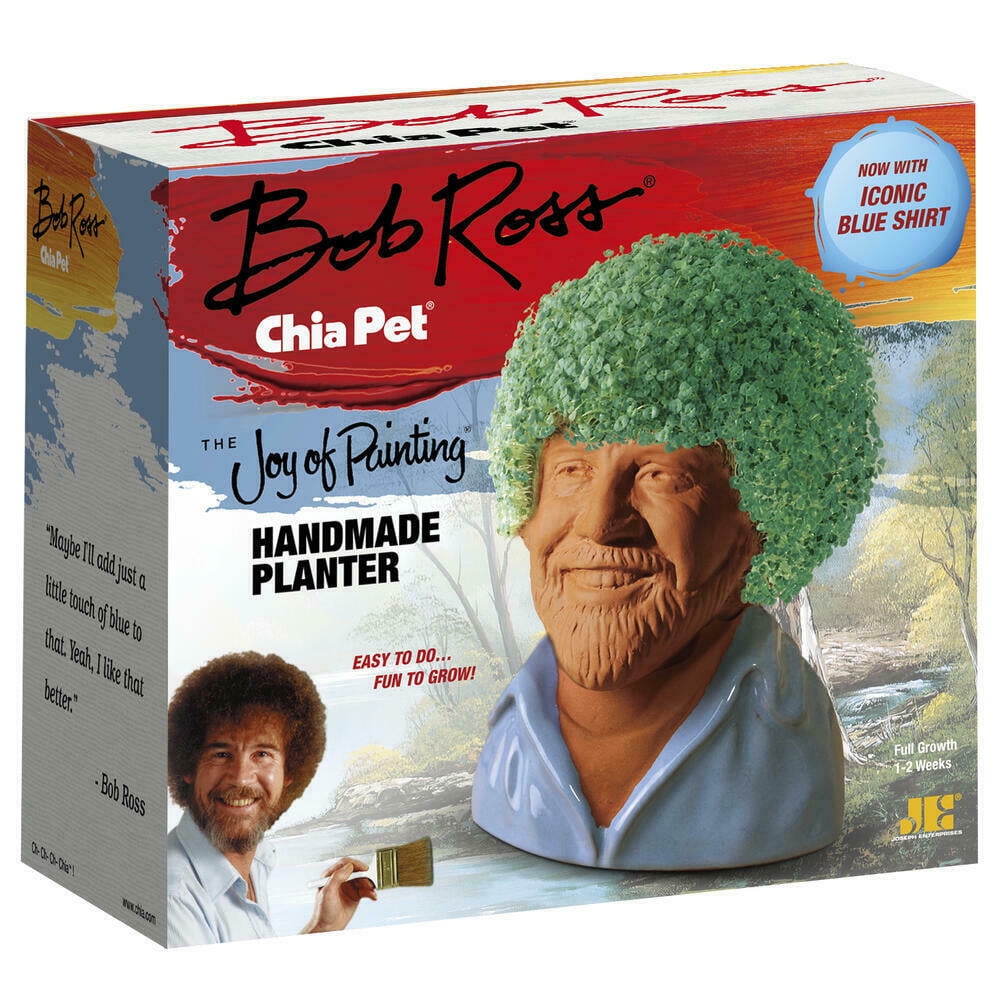 Chia Pet Bob Ross (Blue Shirt) - Decorative Pot Easy to Do Fun to Grow Chia Seeds