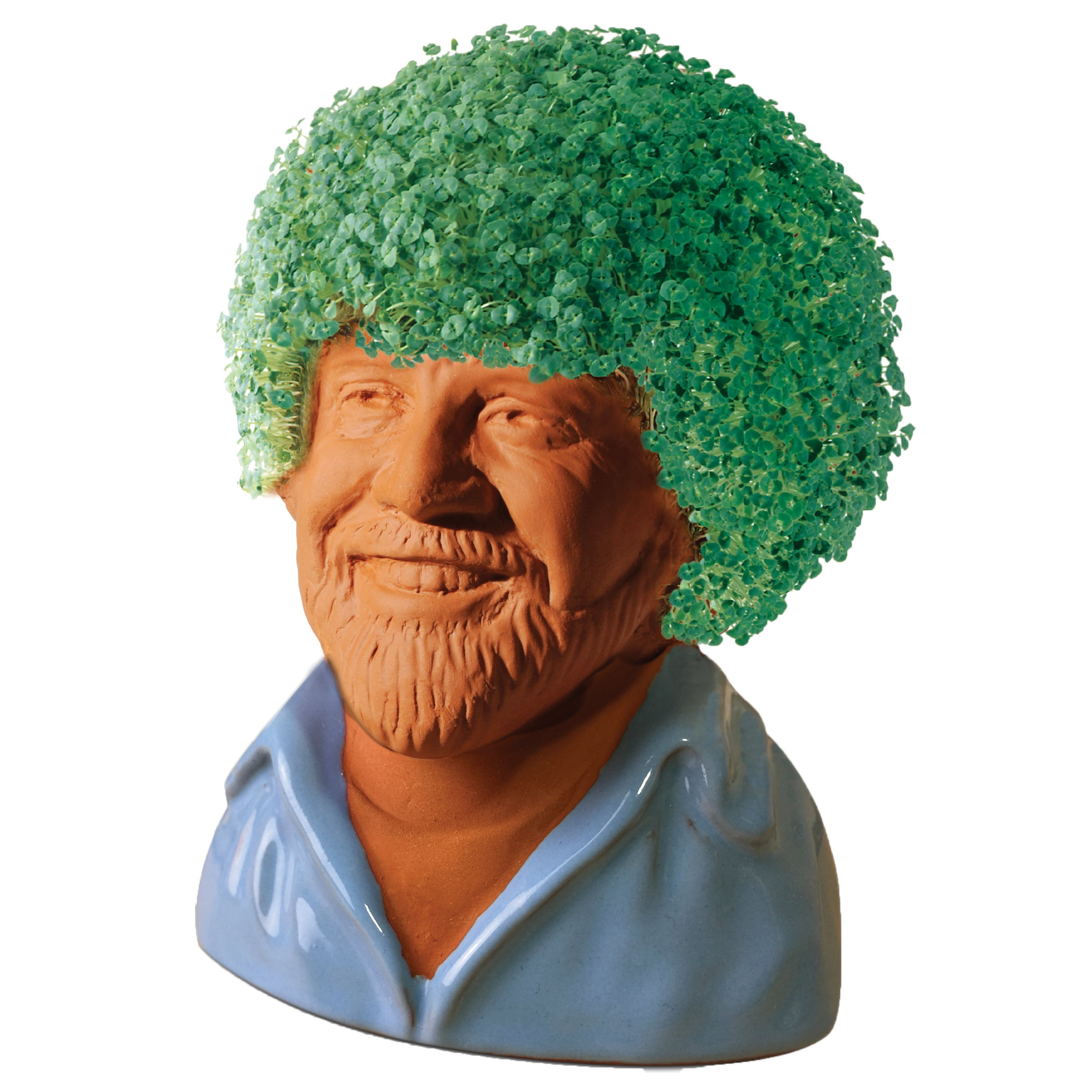 Bob Ross in Blue Shirt Chia Pet Handmade Decorative Planter by JEI