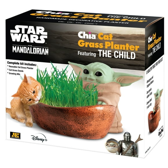 Chia Pet Star Wars The Mandalorian Cat Grass Planter ft. The Child - Terracotta Clay Decorative Planter, Multi Color