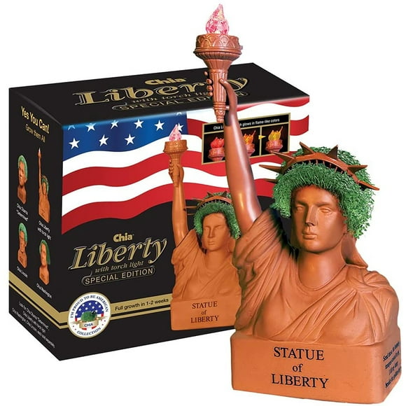 Chia Pet Statue of Liberty with Torch, Special Edition Decorative Pottery Planter, Easy to Do and Fun to Grow, Patriotic Novelty Gift As Seen on TV
