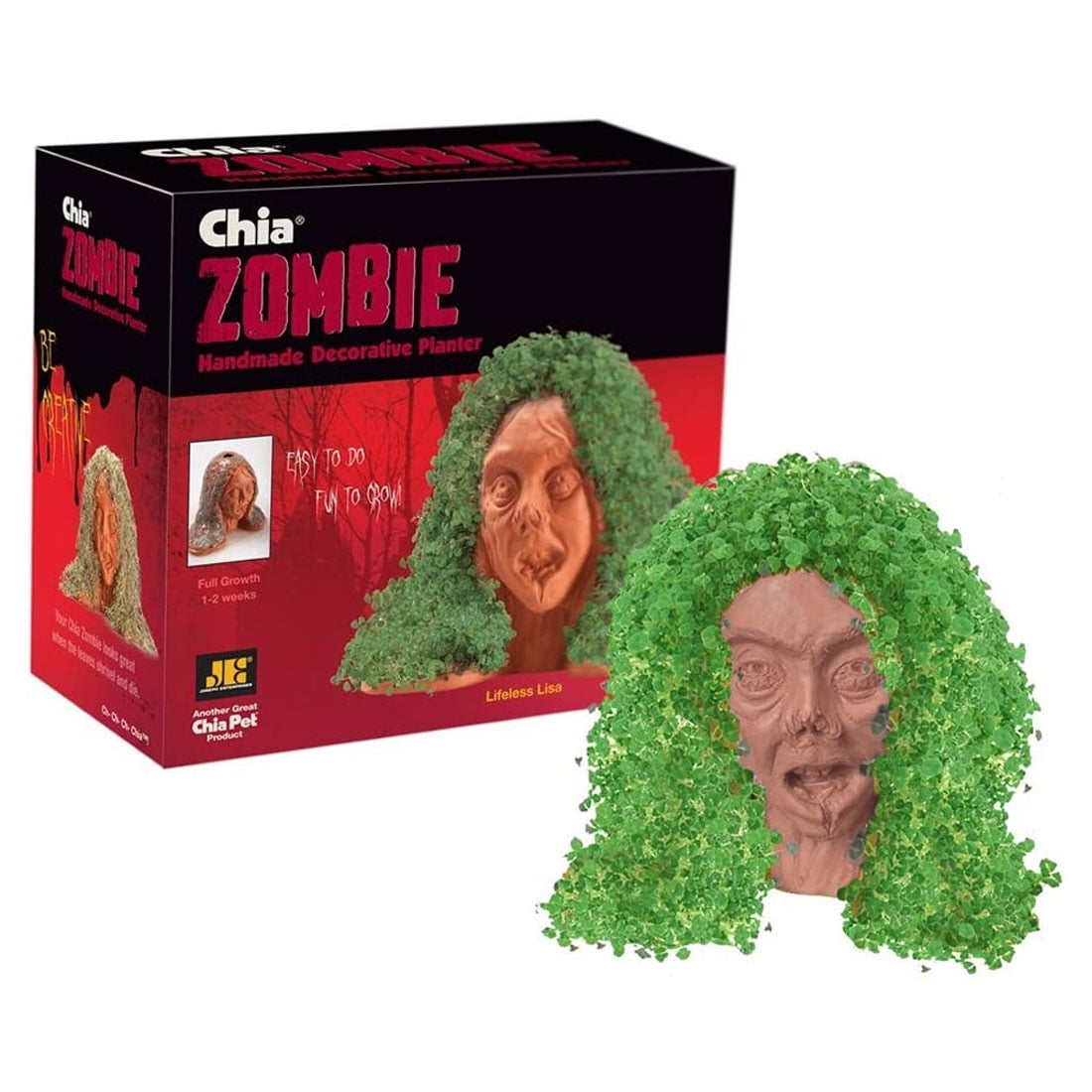 Chia Pet Zombie Lifeless Lisa - Decorative Pot Easy to Do Fun to Grow Chia Seeds