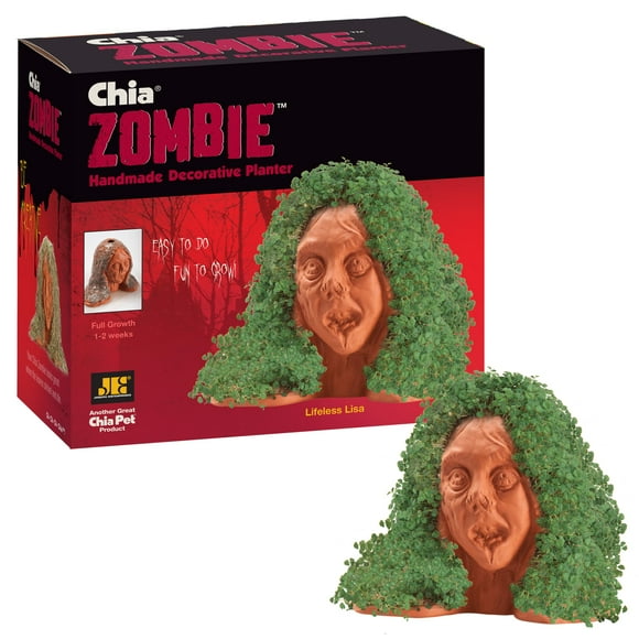Chia Pet Zombie Lifeless Lisa with ITL1Seed Pack, Decorative Pottery Planter, Easy to Do and Fun to Grow, Novelty Gift, Perfect for Any Occasion