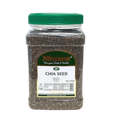 Chia Seeds – Fiber & Protein – Perfect for Smoothies, Oatmeal, Pudding, and Baking – 48 oz Jar