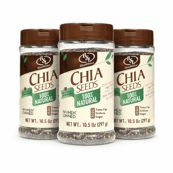 Chia Seeds Tripack (3 x 10.5 oz)  100% Natural Chia Seeds, High Fiber Superfood, Omega 3 Rich, Keto Friendly, Non GMO, Gluten Free, Vegan Protein Seeds for Smoothies, Baking & Weight Loss