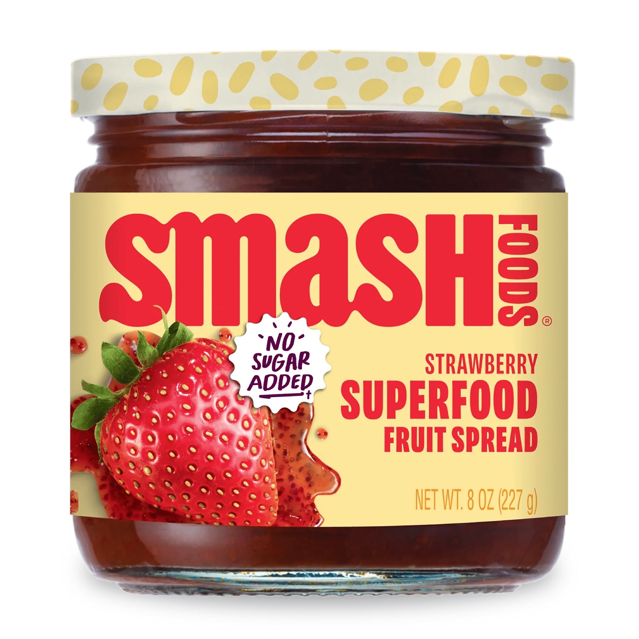 Chia Smash Strawberry Jam, No Sugar Added, Low-Calorie, Vegan (1 Jar)