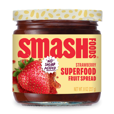 Smash Foods, Strawberry Jam, No Sugar Added, Low-Calorie, Vegan (1 Jar)