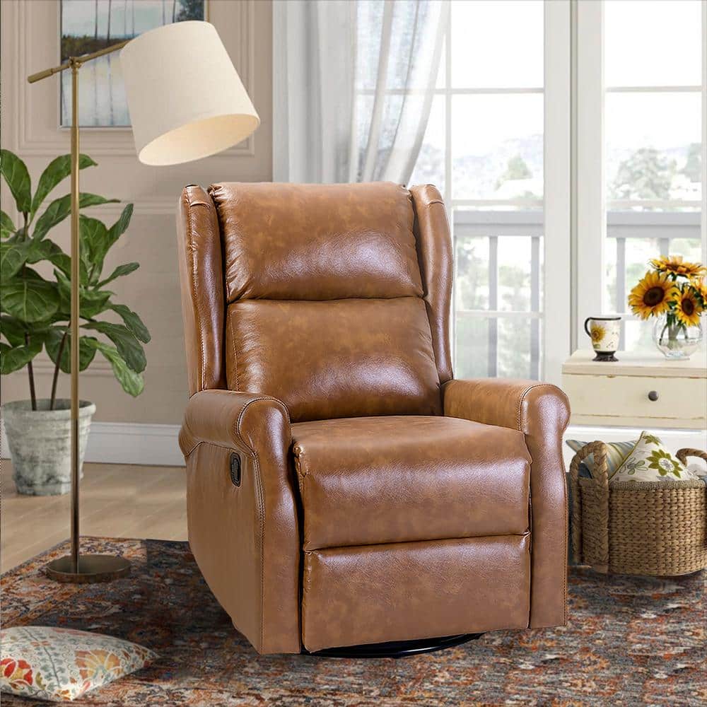 Chiang Camel Faux Leather Swivel Recliner with Rocking