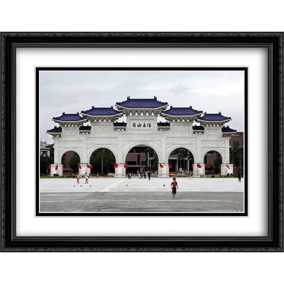 Chiang Kai Shek Memorial Hall, Taiwan 2x Matted 36x28 Large Black Ornate Framed Art Print by The Cityscape Art Print Series