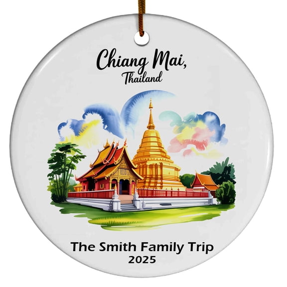 Chiang Mai Thailand Doi Suthep Temple Christmas Ornament, Collection of City Travel Souvenirs for Family and Friends, Christmas Tree Ornament City Travel, Trips of The Year