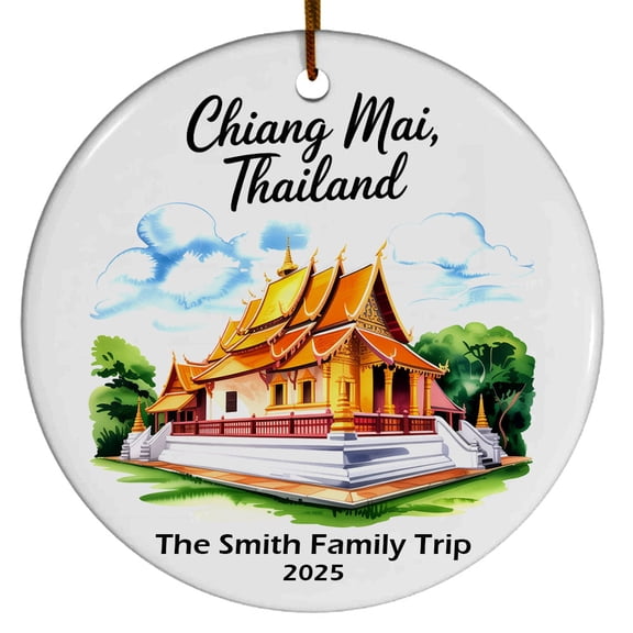 Chiang Mai Thailand Doi Suthep Temple Christmas Ornament, Collection of City Travel Souvenirs for Family and Friends, Christmas Tree Ornament City Travel, Trips of The Year