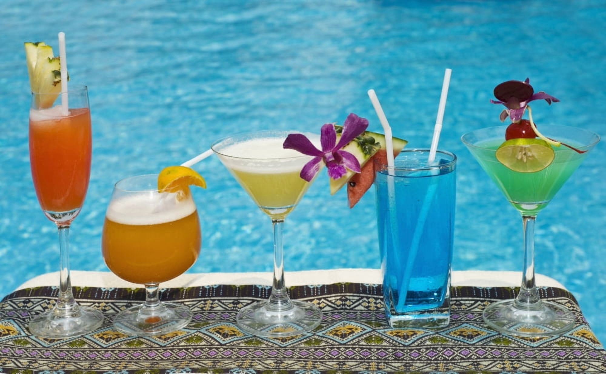 Chiang Mai Thailand Tropical Drinks By The Pool At Horizon Resort Canvas Art - Stuart Corlett Design Pics (19 x 12)