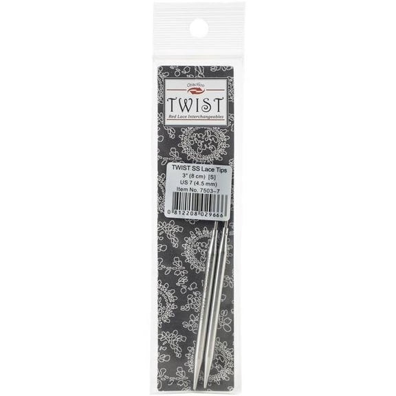 ChiaoGoo 3 Inch (8 cm) TWIST Lace Stainless Steel Knitting Needle Interchangeable Tips (All Sizes)