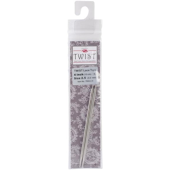 ChiaoGoo 7504CG-2.5 4 in. Twist Red Lace Interchangeable Tips - Size 2.5
