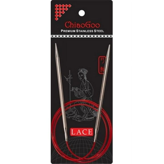 Red Lace Stainless Steel Circular Knitting Needles 40"-Size 11/8mm, Pk 3