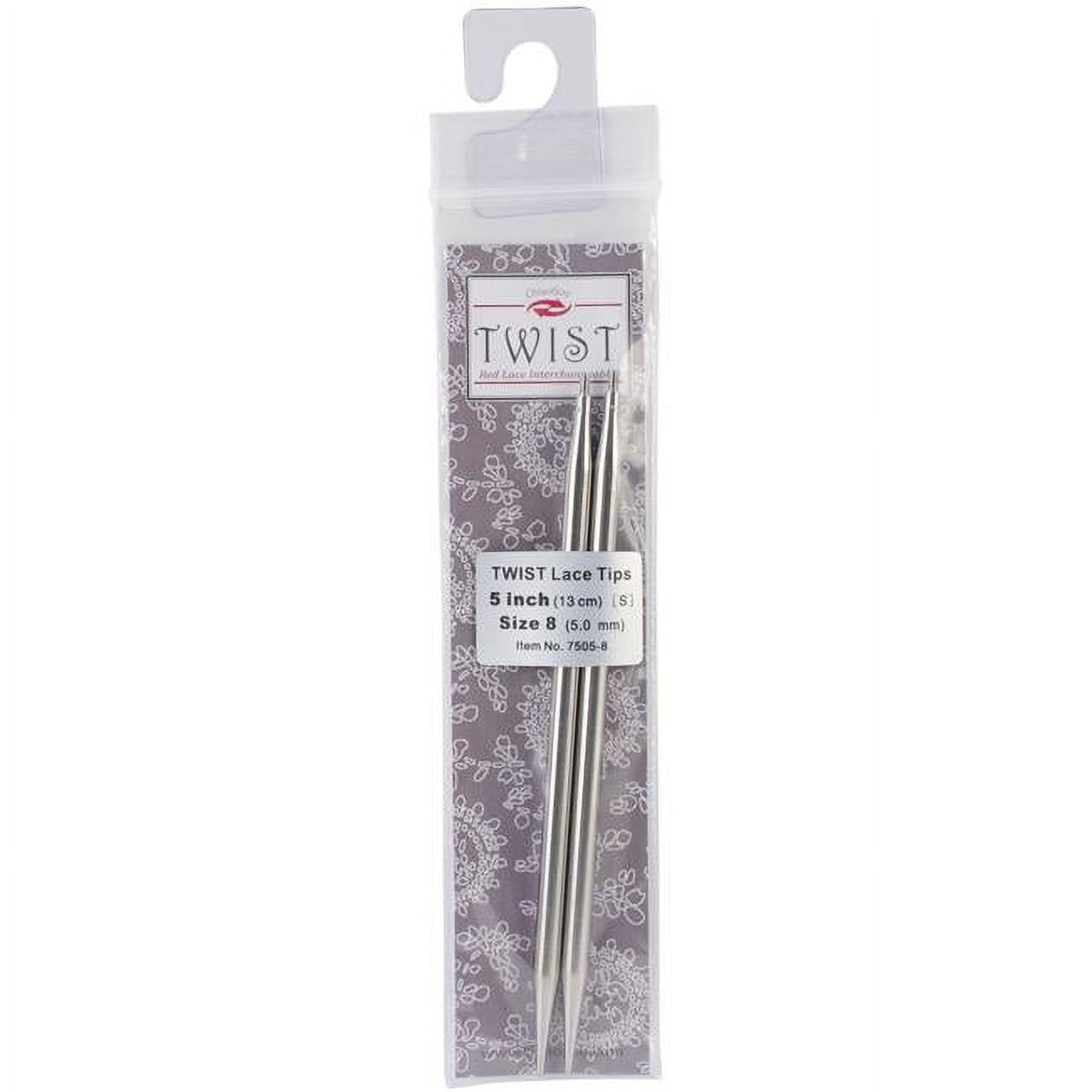 ChiaoGoo 5 Inch (13 cm) TWIST Lace Stainless Steel Knitting Needle Interchangeable Tips (All Sizes)