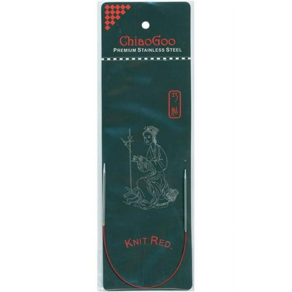 ChiaoGoo 9 Inch Regular Red Stainless Steel Circular Knitting Needles (Tip Sizes US- to US-8)