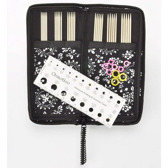 ChiaoGoo Double Point Stainless Steel Knitting Needle 6" Set-Red Ribbon