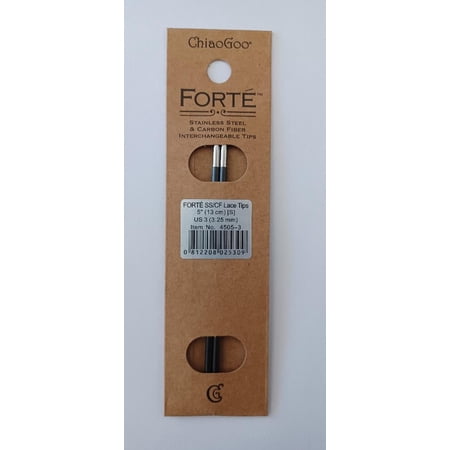 ChiaoGoo Forte 5" Stainless Steel & Carbon Fiber Interchangeable Lace Tips - US 3 (3.25 mm)
