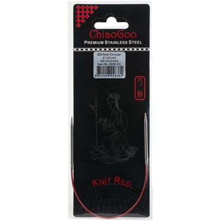 ChiaoGoo Red Circular Knitting Needles 9"-Size 2.5/3mm