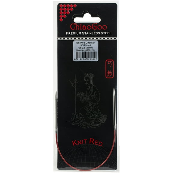ChiaoGoo Red Circular Knitting Needles 9"-Size 2.5/3mm